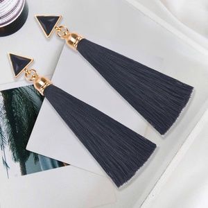 Geometric Triangle Long Tassel Earrings